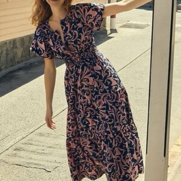 Anthropologie Smocked Blue and Pink Maxi Sundress - Picture 5 of 6